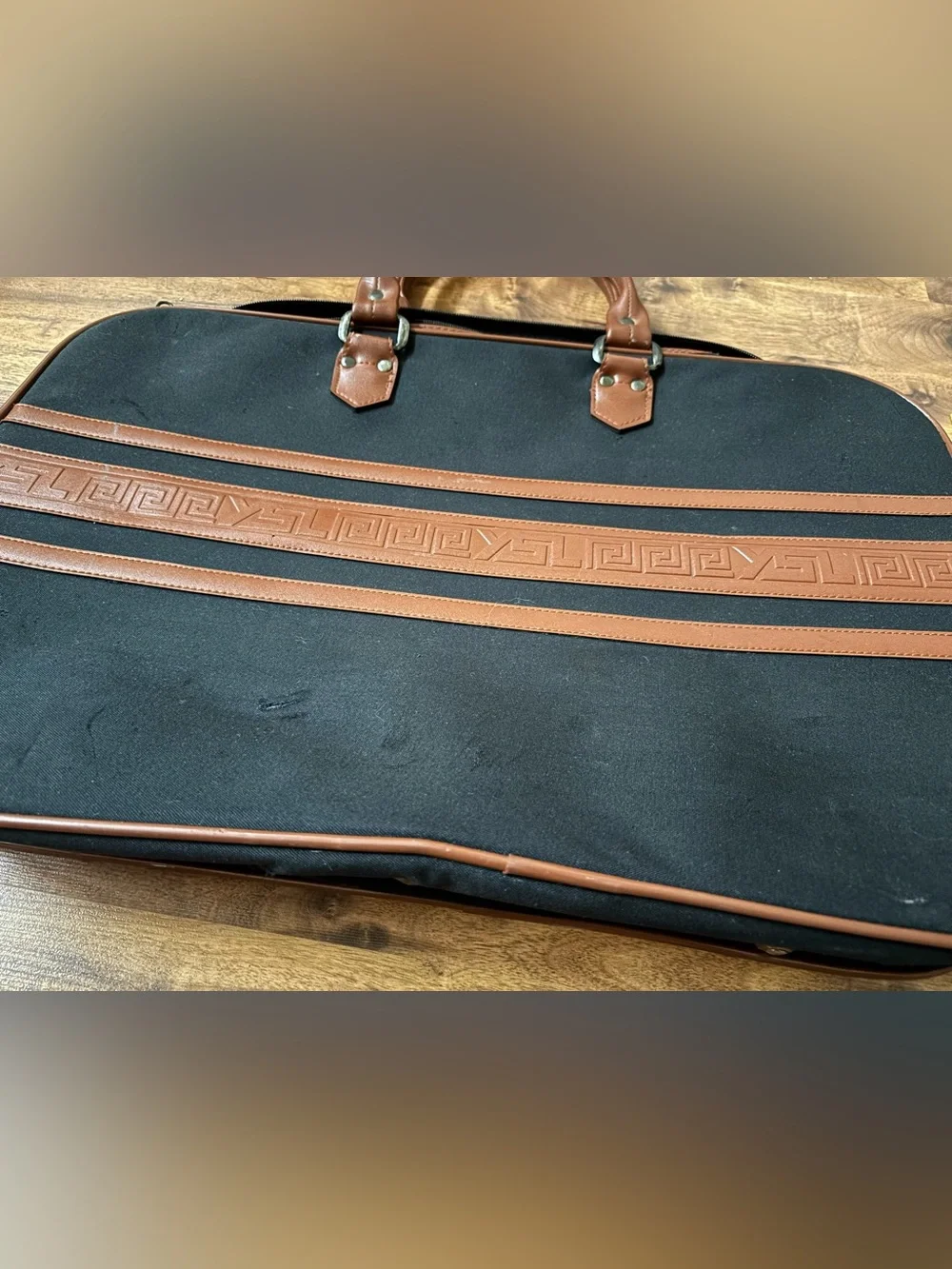 Vintage Yves Saint Laurent YSL Original Travel Duffle Bag Weekender Black Brown